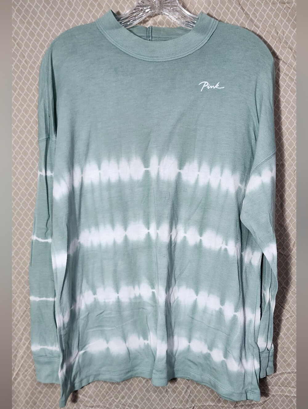 Victoria's Secret Pink Mint Green Long Sleeve Tie-dye Shirt Women's Small Used